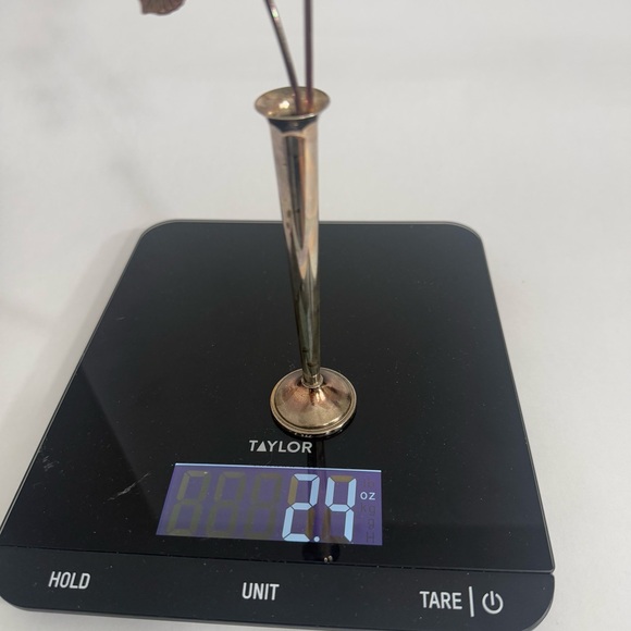 Vintage Ted Arnold Ltd Metal Rose Flower Bud Vase Art Decor Rose Gold 10.5” - Picture 15 of 15